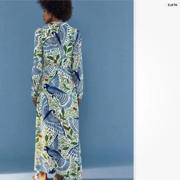 farm rio blue macaw flight maxi dress Farm Rio Macaw Flight Tiered Maxi Dress
